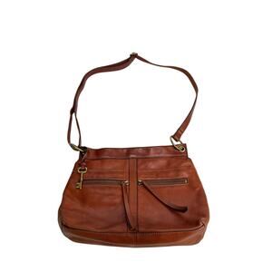 Fossil Crossbody Caitlyn Brown Leather Shoulder Handbag Tote